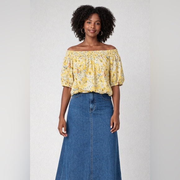 Joie Yellow Floral Off-Shoulder Top - Picture 2 of 3